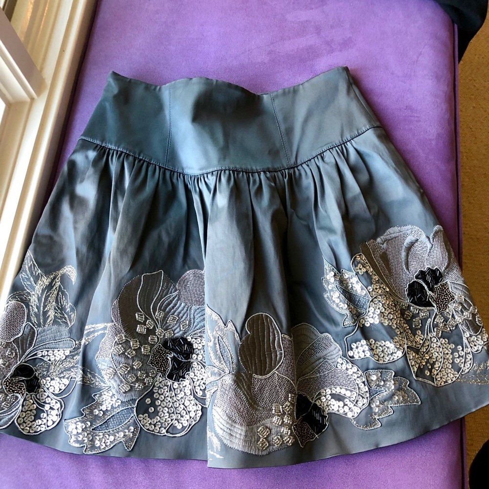 Karen Millen silver embroidered skirt